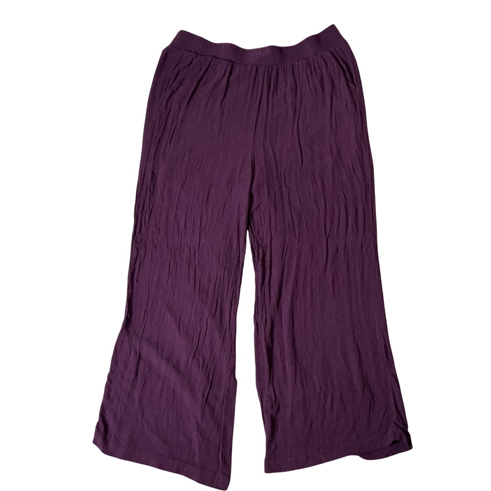 Torrid Plus Size 2 Purple Wide Leg Pants Womens Bohemian Textured Smocked Gauze